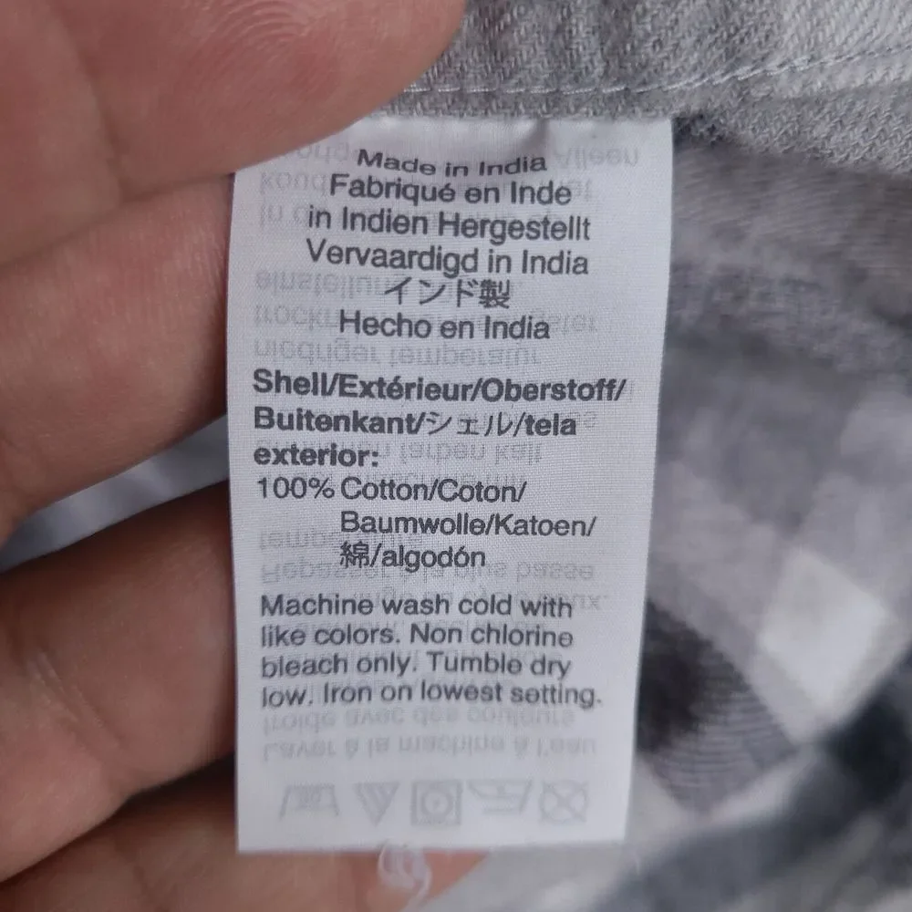 J Crew Flannel Shirt Men's XL Gray Plaid Cotton Button‎ Down Pockets Outdoor